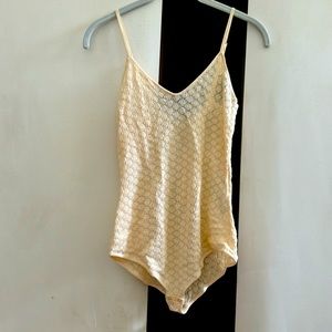 Zara pointelle bodysuit, in cream medium